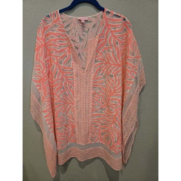 Lilly Pulitzer Lindamarie Coral Reef Women's XS Orange Caftan Cover-Up
